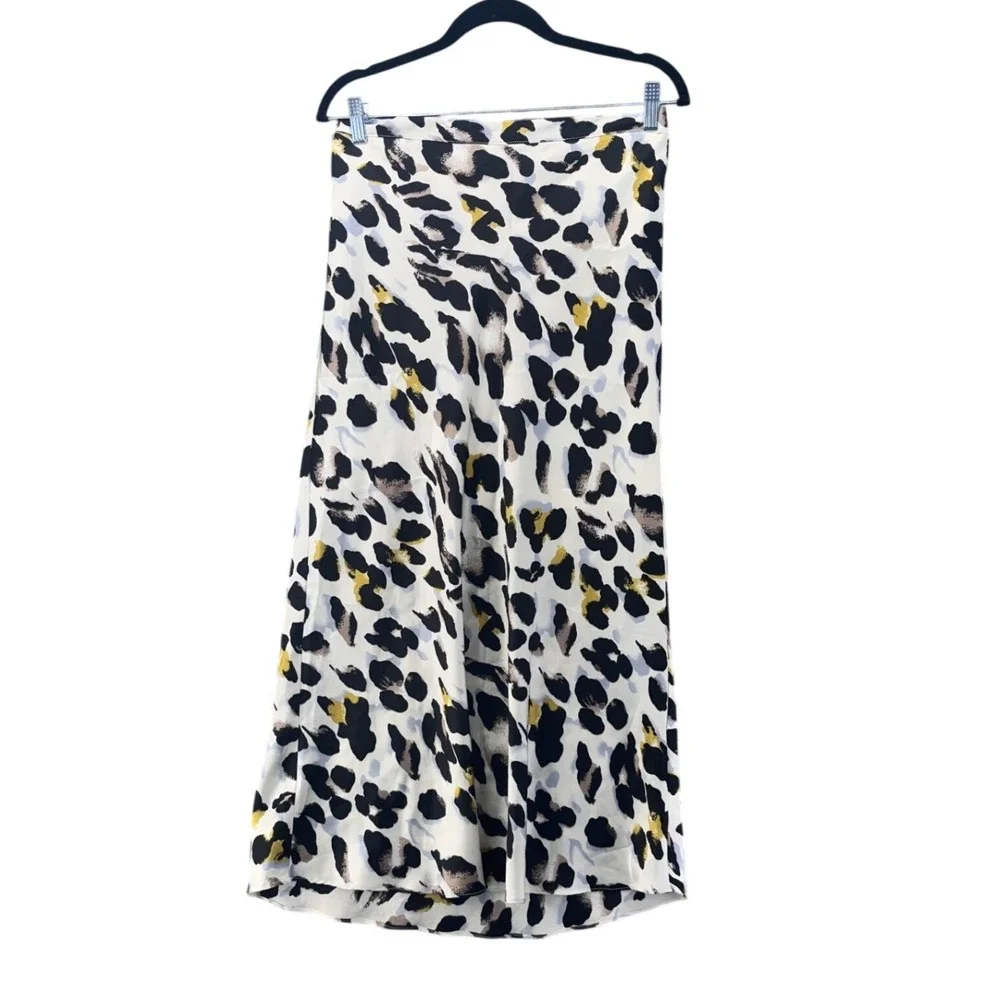 White Leopard‎ Midi Skirt Large